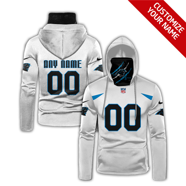 Men's Carolina Panthers White 2020 Customize Hoodie Mask Men's Carolina Panthers White 2020 Customize Hoodie Mask